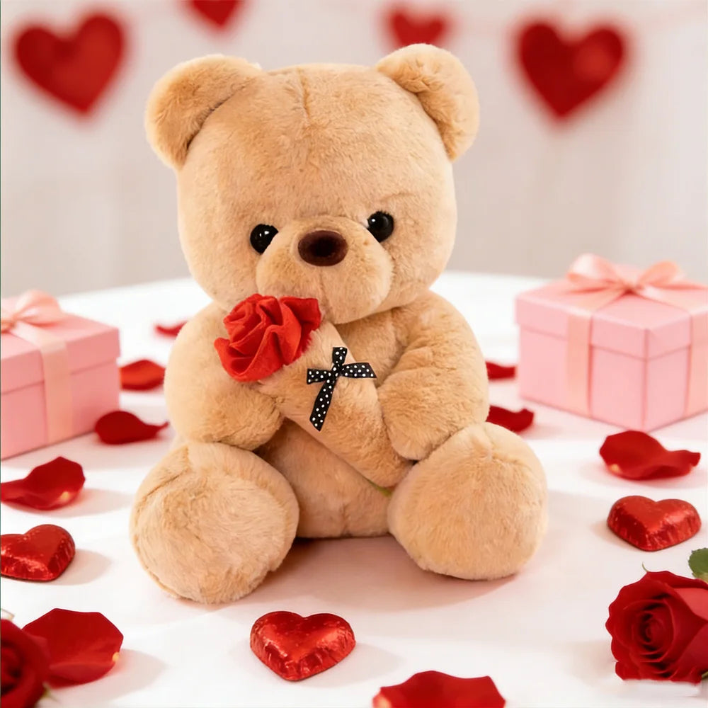 Osito de peluche con rosa